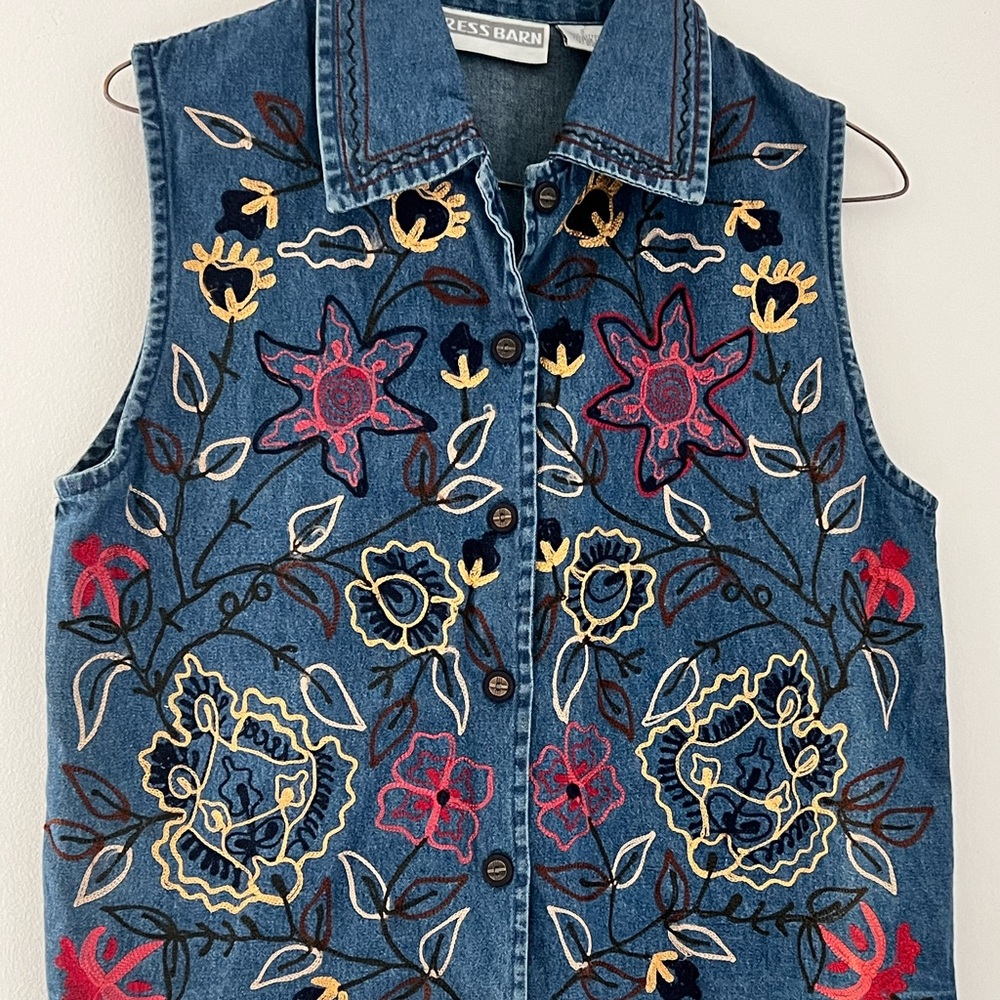Vintage Dress Barn denim embroidered vest.